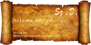Szlivka Dóra névjegykártya
